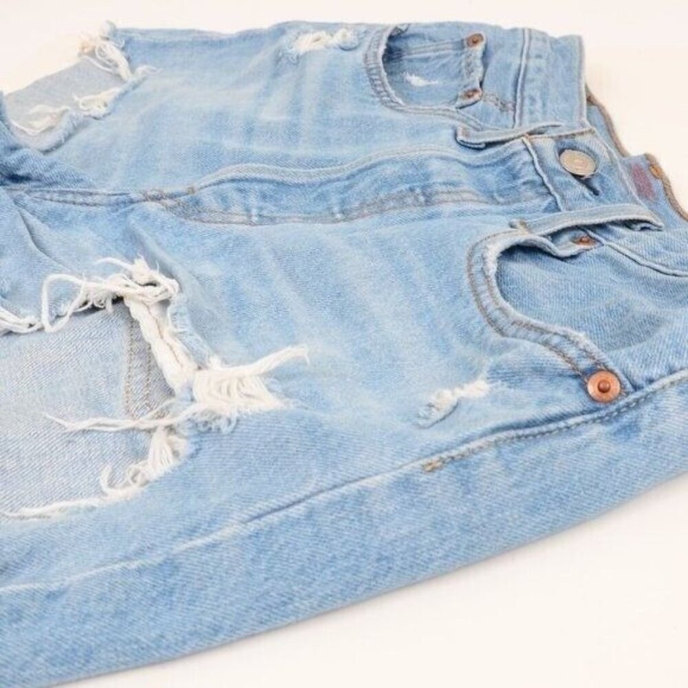 Levi's 501 Size 30 Cut Off Distressed Denim Shorts Light Wash‎ Blue Jeans Summer - Picture 2 of 10